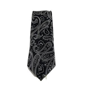 Stacy Adams Classic Men’s Black Silver Paisley Tie Business Fashion Accessory